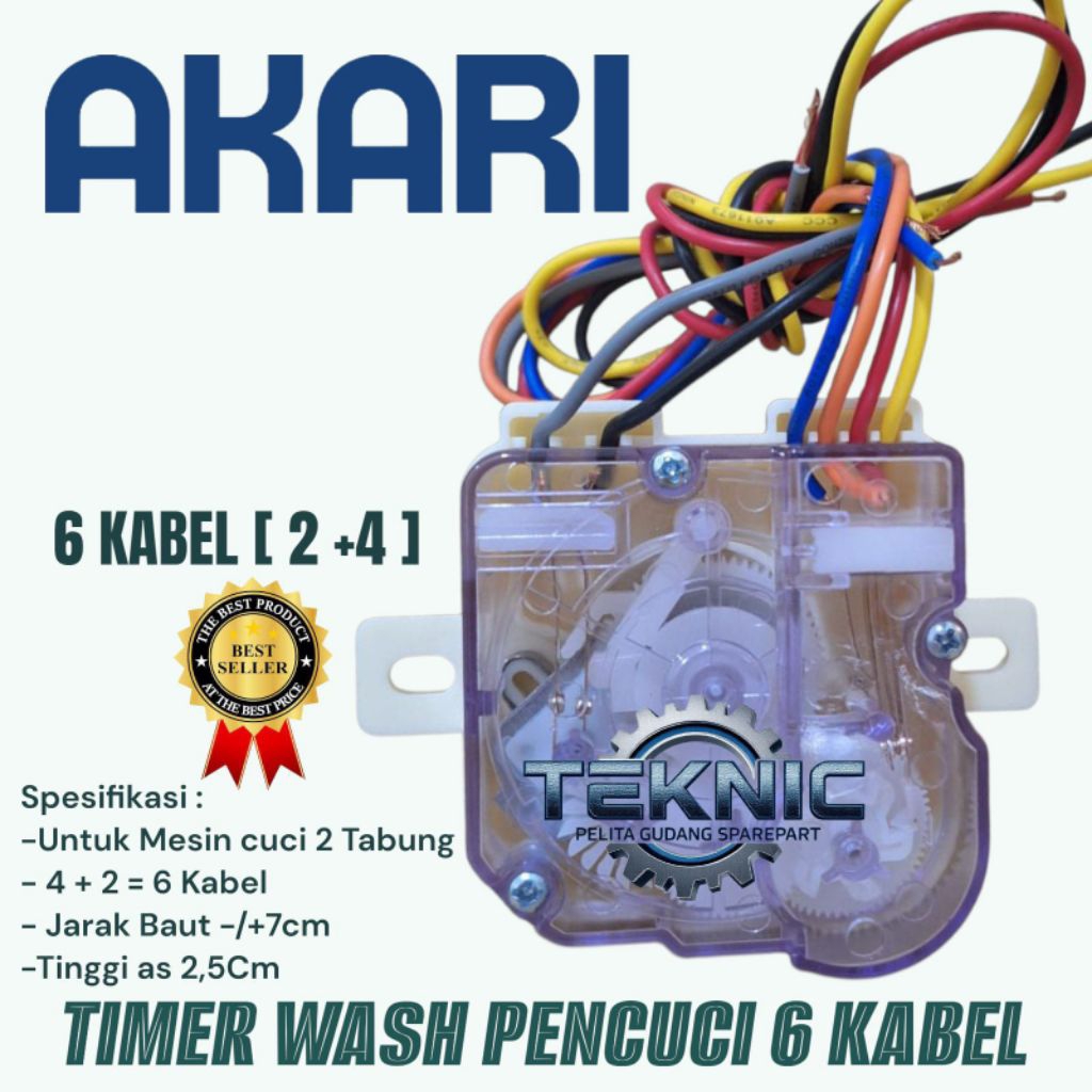 TIMER WASH 6 KABEL MESIN CUCI AKARI 2 TABUNG/ TIMER PENCUCI AKARI