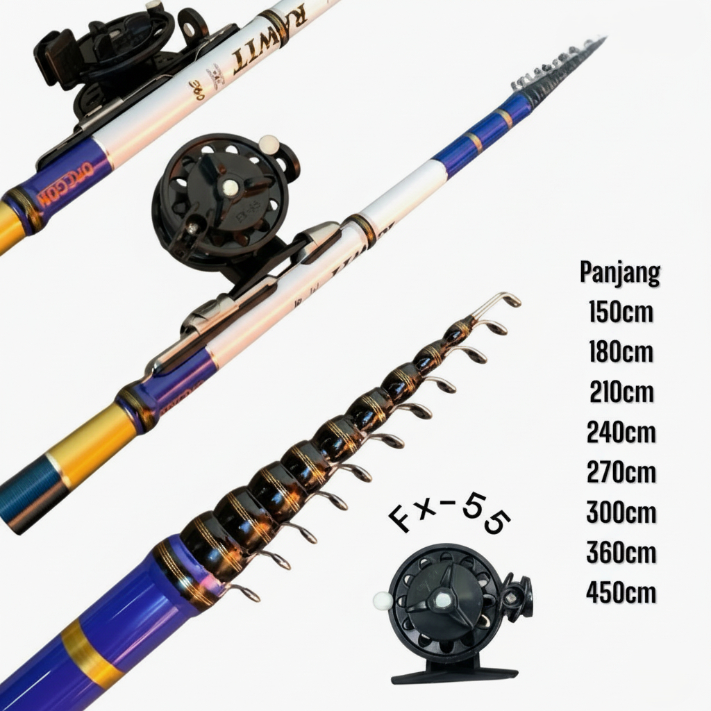 Joran Tegek Oregon Rawit Kolong Carbon Lentur Ruas Panjang 180 210 270 300 360 450 Set Paket Tokos