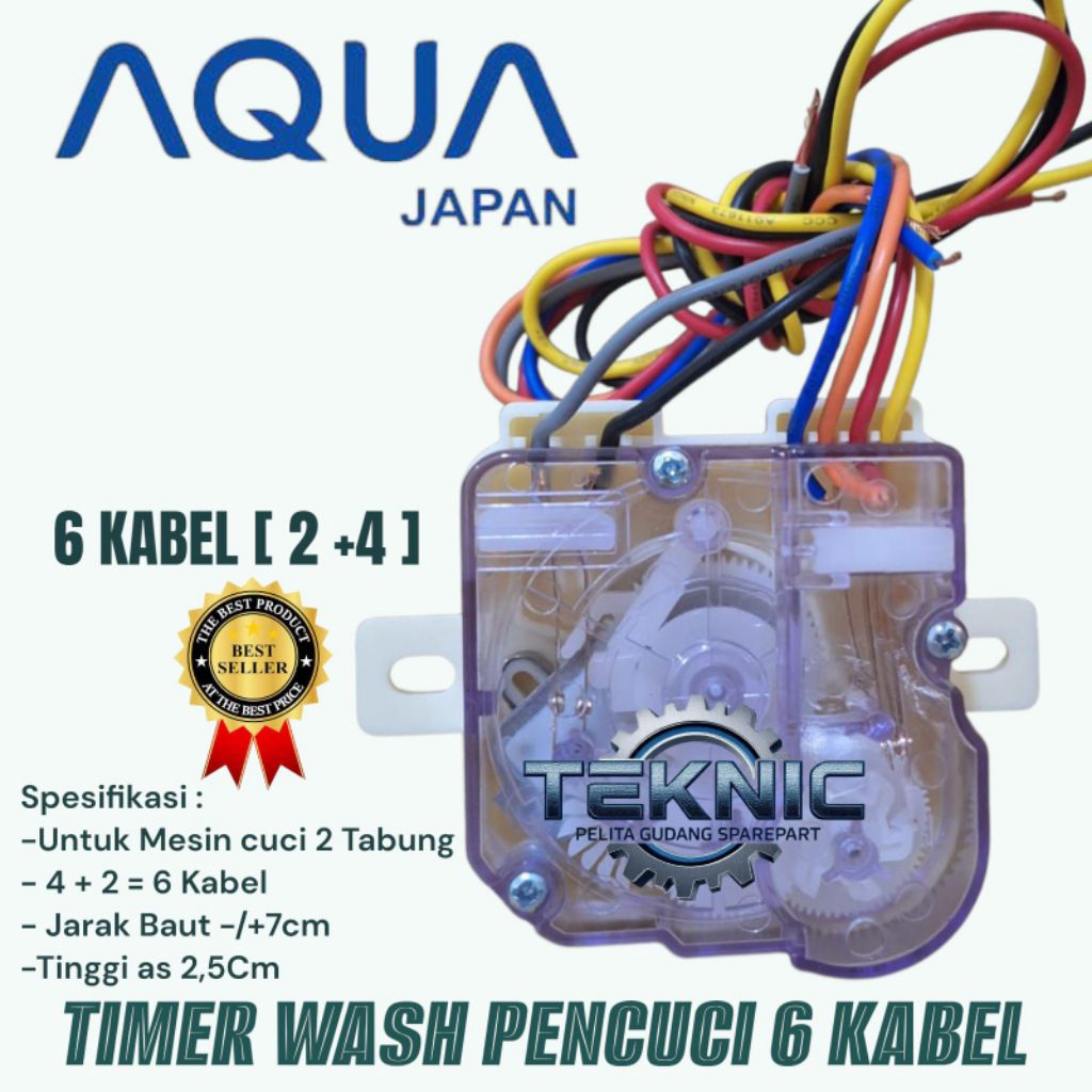 TIMER WASH 6 KABEL MESIN CUCI AQUA 2 TABUNG/ TIMER PENCUCI AQUA