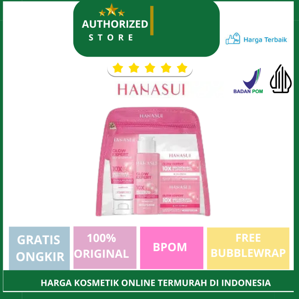 SIGMA KOSMETIK   - HANASUI PAKET SKINCARE GLOW EXPERT WITH PLASTIK 5 PACK  - PAKET SKINCARE LENGKAP