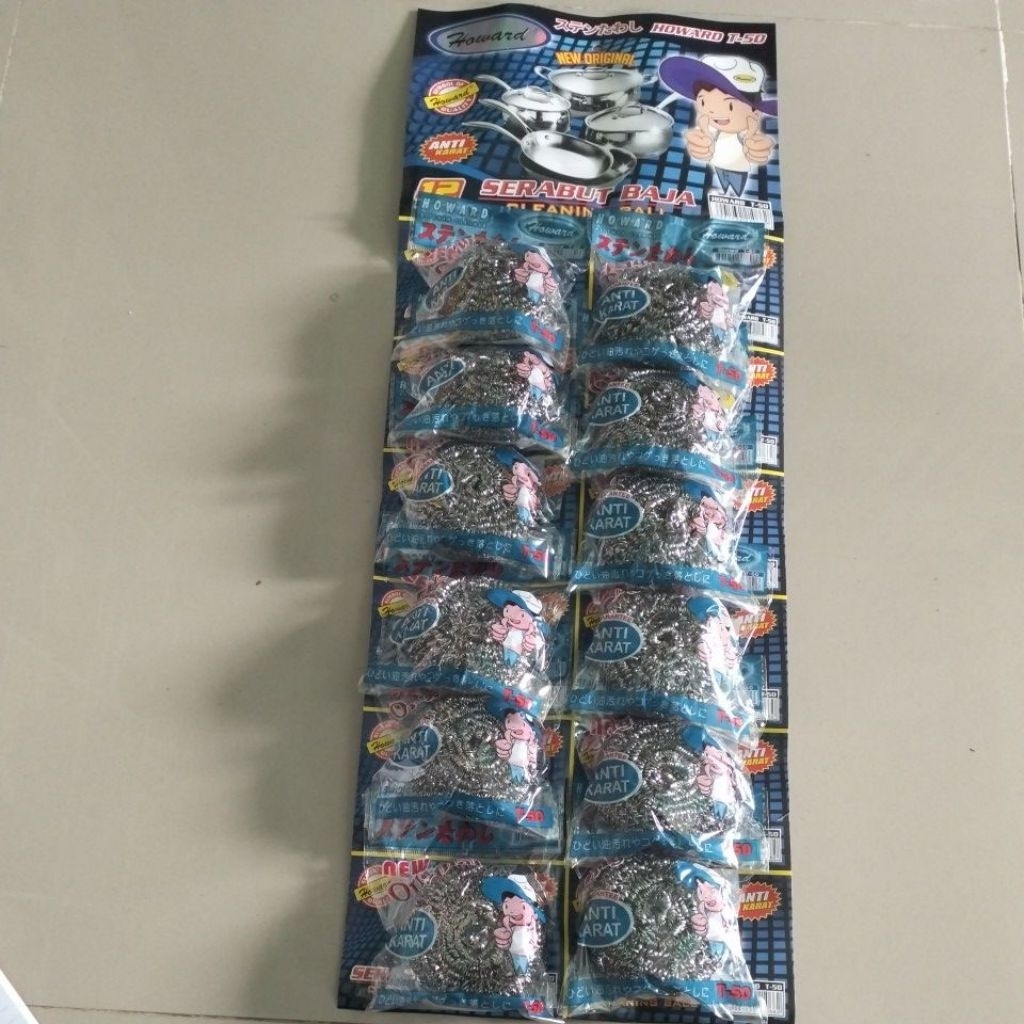 (1Renteng)Gosok Panci Stainless/Sabut Kawat Cuci Piring/Serabut Sponge Cleaning Ball Baja