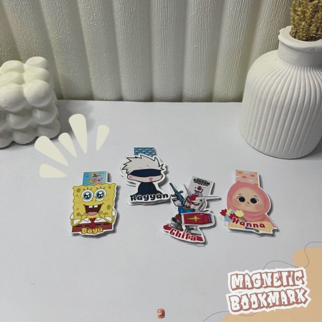 Pembatas Buku Magnet Lucu Custom Nama