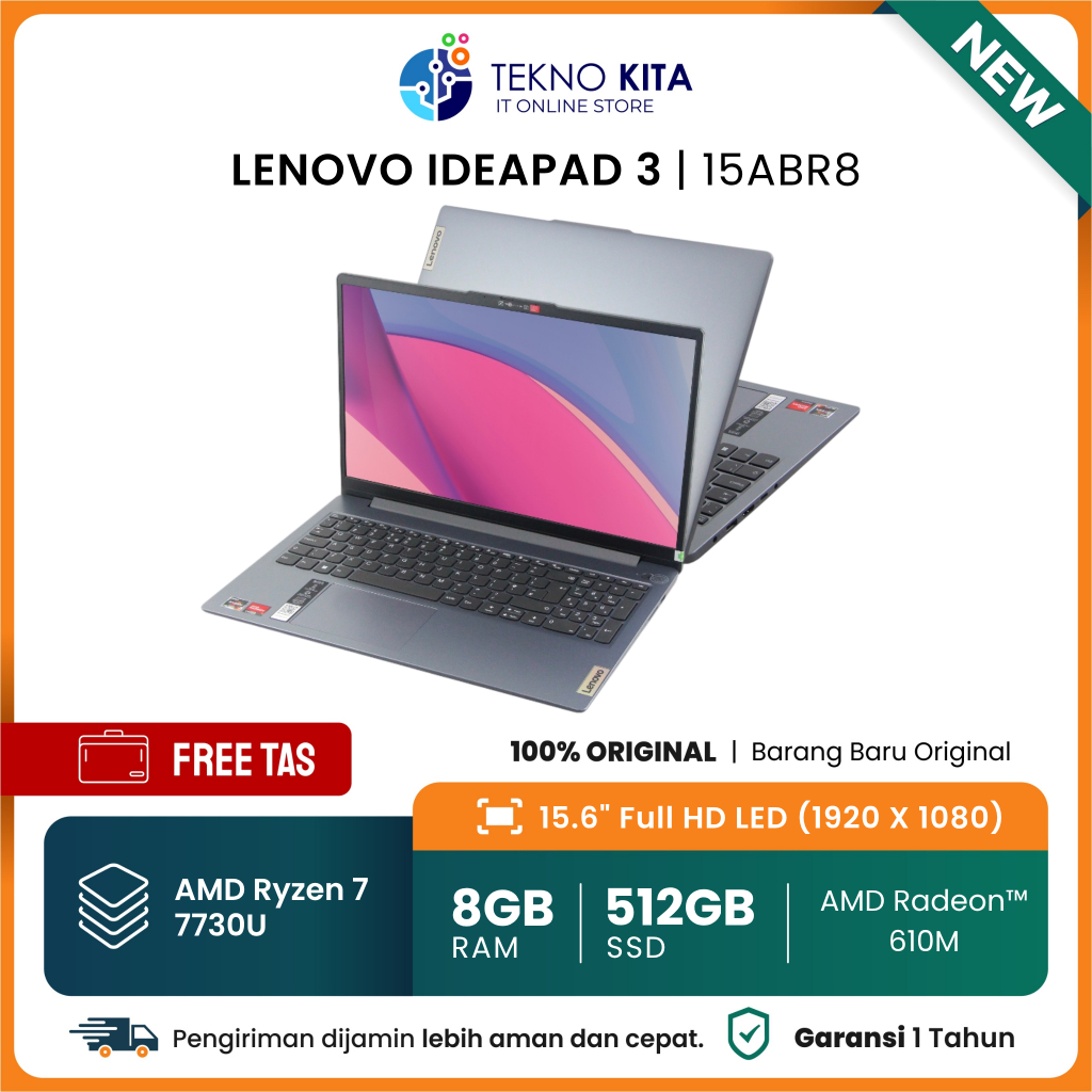 Laptop Edit Video Lenovo AMD Ryzen 7 7730U / 8GB RAM / 512GB SSD / 15.6" FHD / Windows 11 / Laptop B