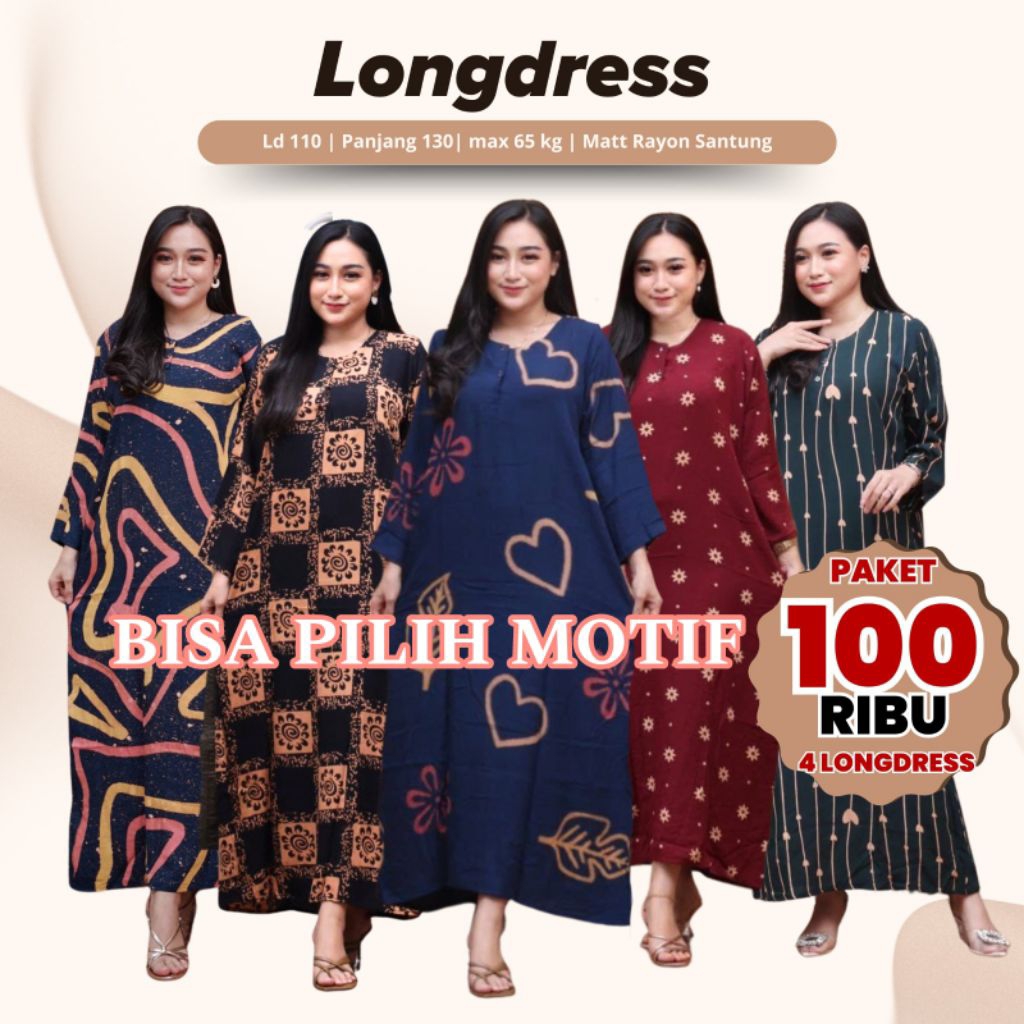 Bisa Pilih Motif & Warna Daster Lengan Panjang Longdres Busui Bumil Kancing Depan Batik Rayon Santun