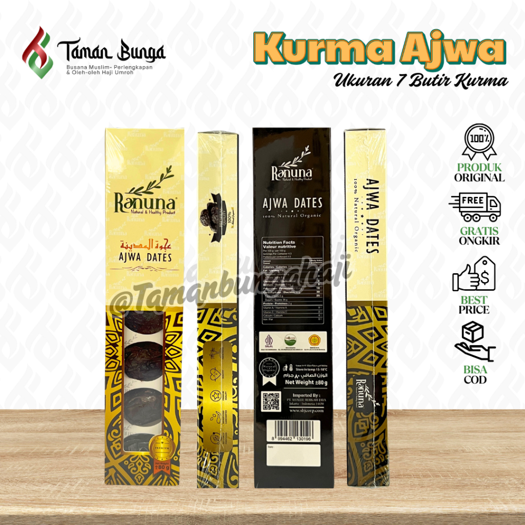 KURMA AJWA RANUNA  7 BUTIR KURMA / KURMA NABI/KURMA ASLI (100% ORIGINAL)
