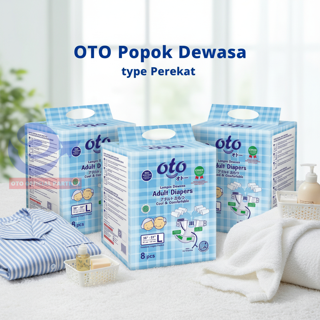 OTO Popok Dewasa model Lem Perekat Adult Diapers 8 L - 3 PACK
