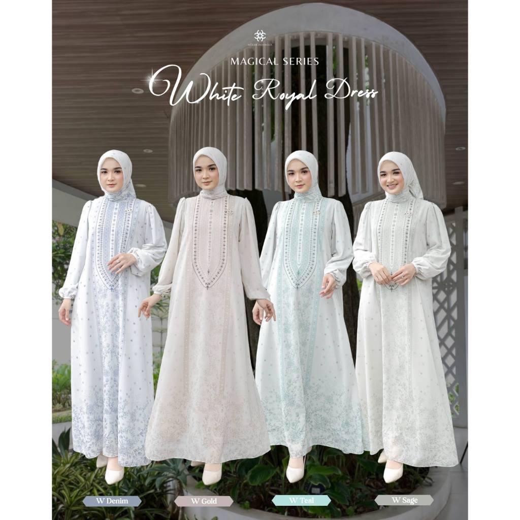 OPEN PO Gamis Dewasa Magical White Royal Dress Meilee