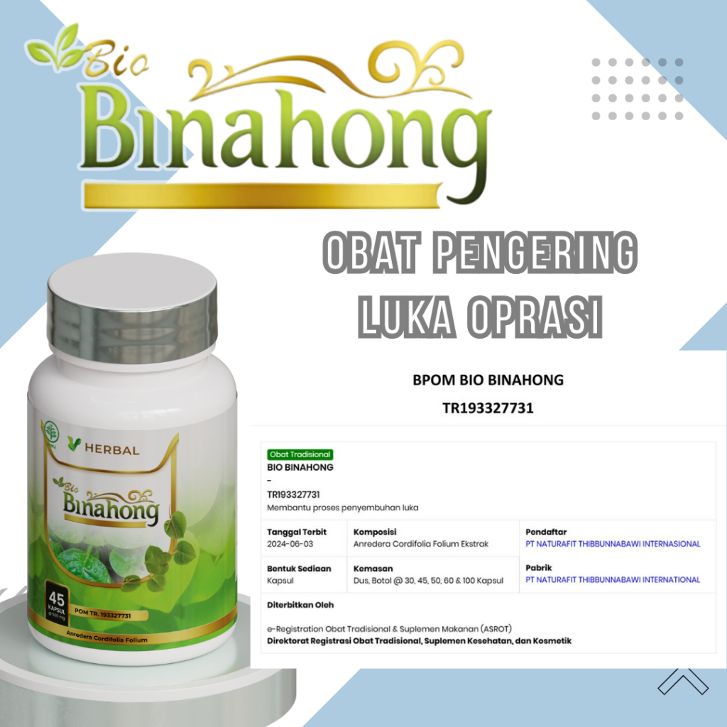 Bio Binahong - Ekstrak Daun Binahong Kapsul Penyembuh Luka Pengering Luka Operasi Cepat Kering