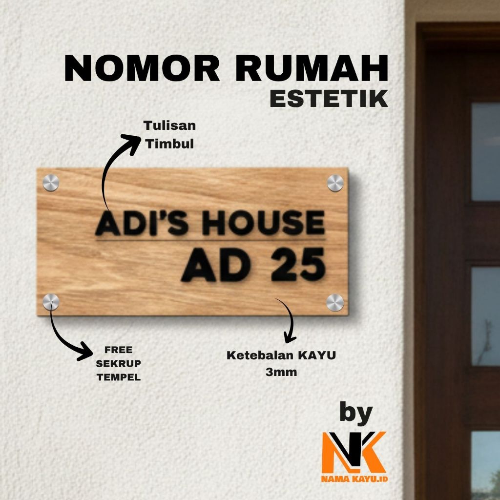 Nomor Rumah Custom sekrup House number