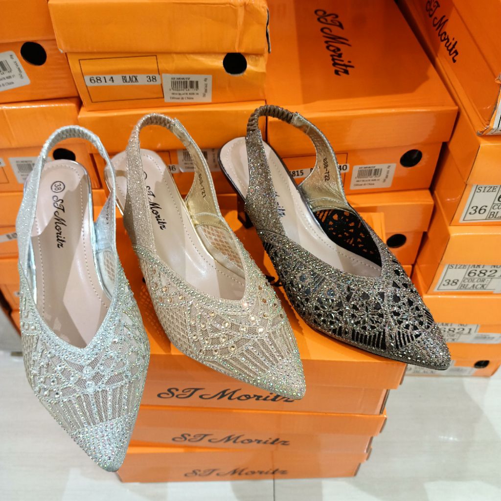 sepatu sandal wanita pesta heels 7cm ST.MORITZ original