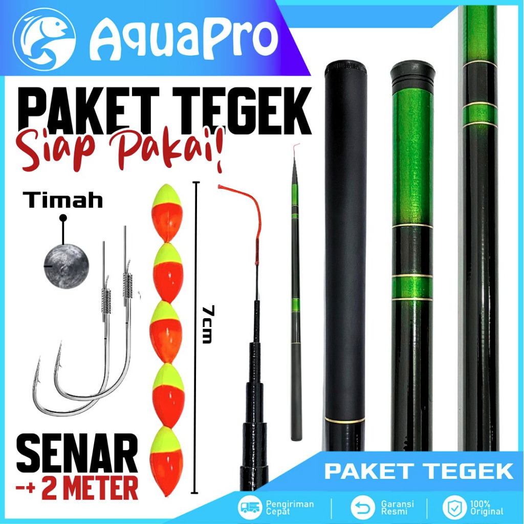 Paket Set Joran Tegek Pancing Lipat Full Set Lengkap Siap Pakai dengan Senar Kail Timah & Pelampung