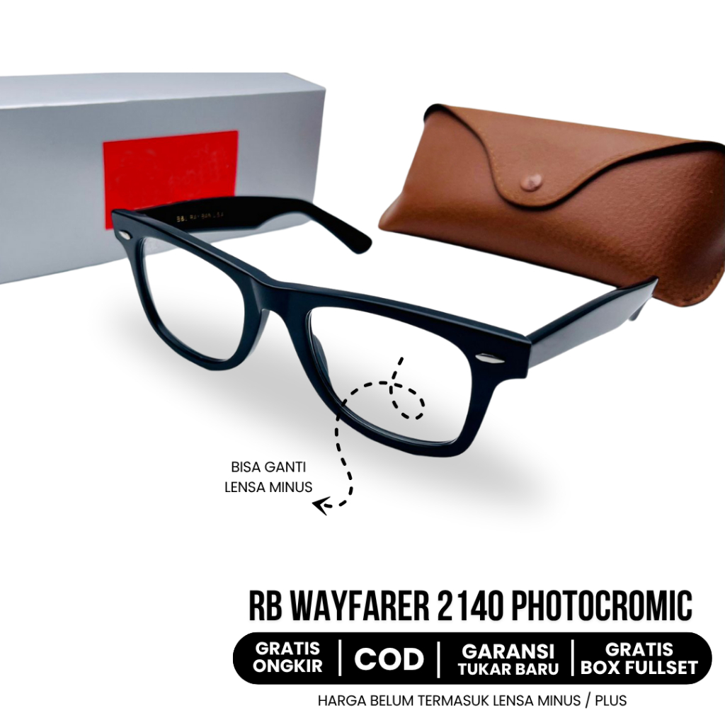 kacamata hitam RB006 wayfarer 2140 lensa photochromic bisa ganti lensa minus kacamata hitam pria wan
