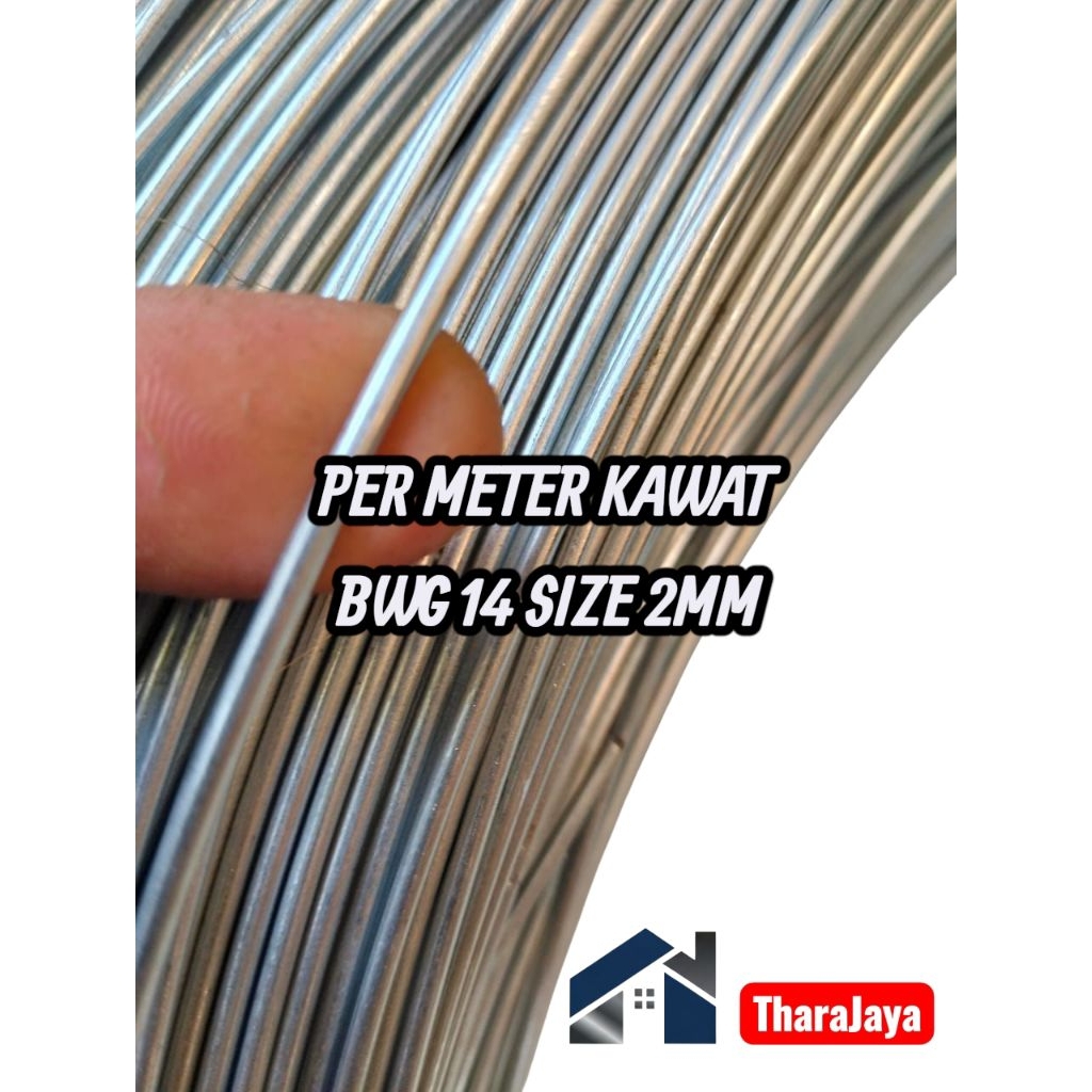 Per Meter Kawat BWG 14 Kawat Galvanis 2MM Kawat Tali Ikat Pagar Jemruran Serbaguna