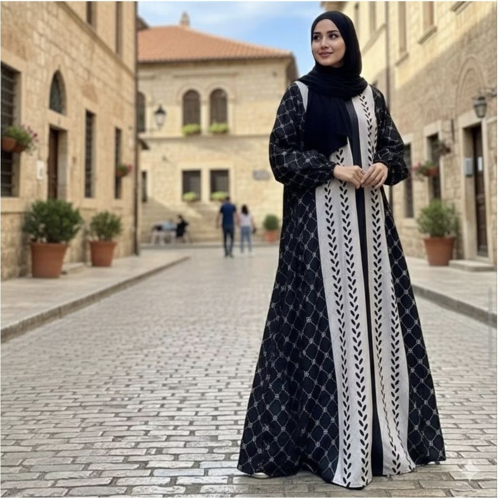 Kaftan Motif Madinah Jumbo Busui Homey Dress Adem Rayon Simpel Elegan Premium Motif Terbaru Kaftan K