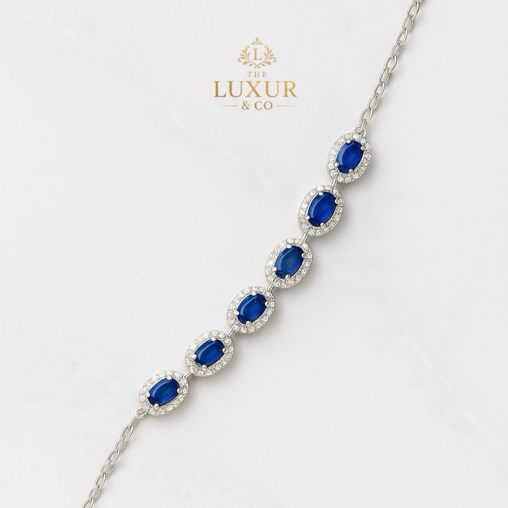 Gelang wanita  Batu asli natural blue safir dari tanzania