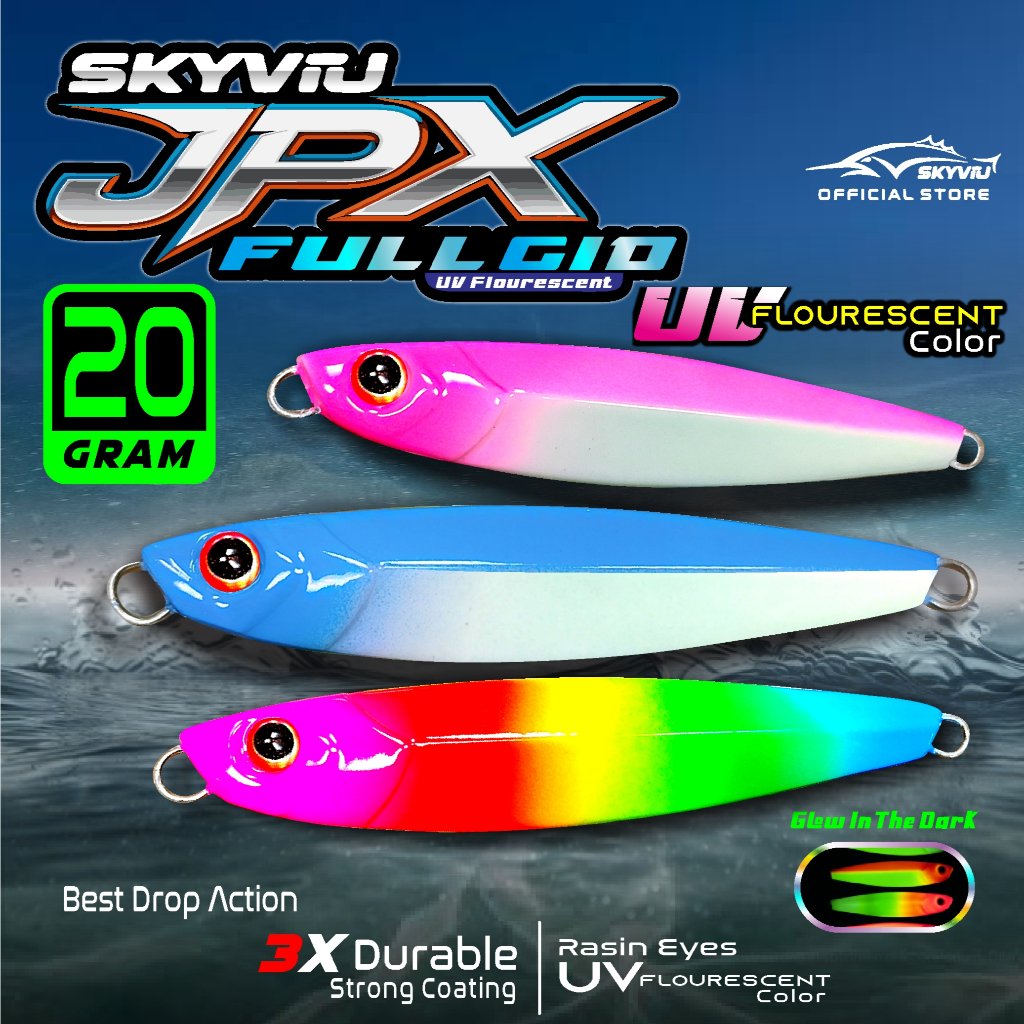 Umpan Metal Jig 20 Gram SKYVIU JPX Full GID UV 20g Umpan Micro Jig 20g 20grUmpan pancing Laut 20grm 