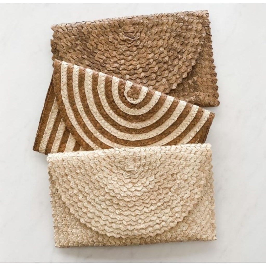 clutch bag wanita anyaman daun palem dompet wanita cantik clutch bag etnik straw clutch bag tas pant