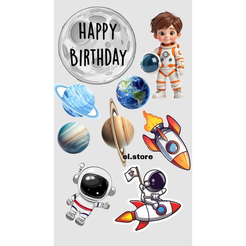 Topper Custom Nama Astronot/ Topper Cake Astronot/Topper Kue Ulang Tahun Tema Astronot