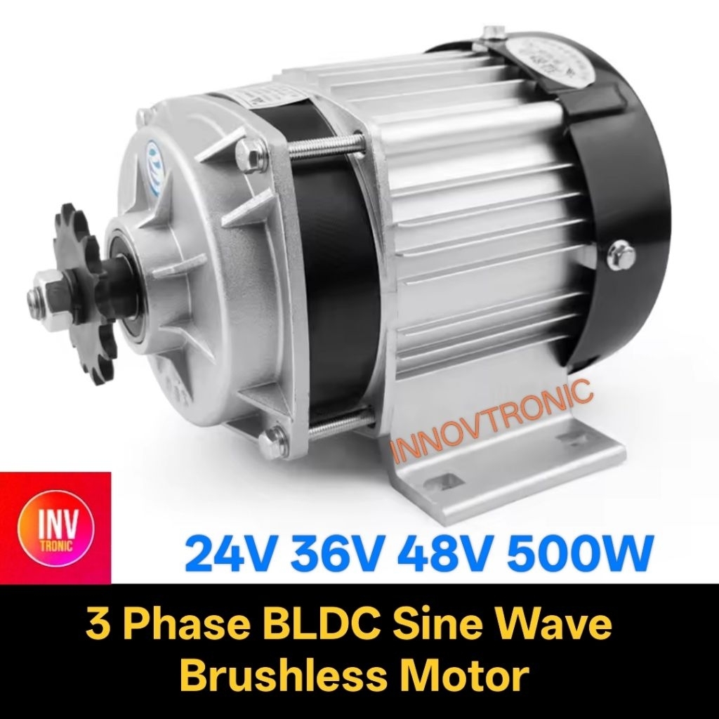 BLDC Dinamo Motor Listrik 24V 36V 48V 500W Sinewave Brushless Motor For Tricycles Sepeda Roda Tiga