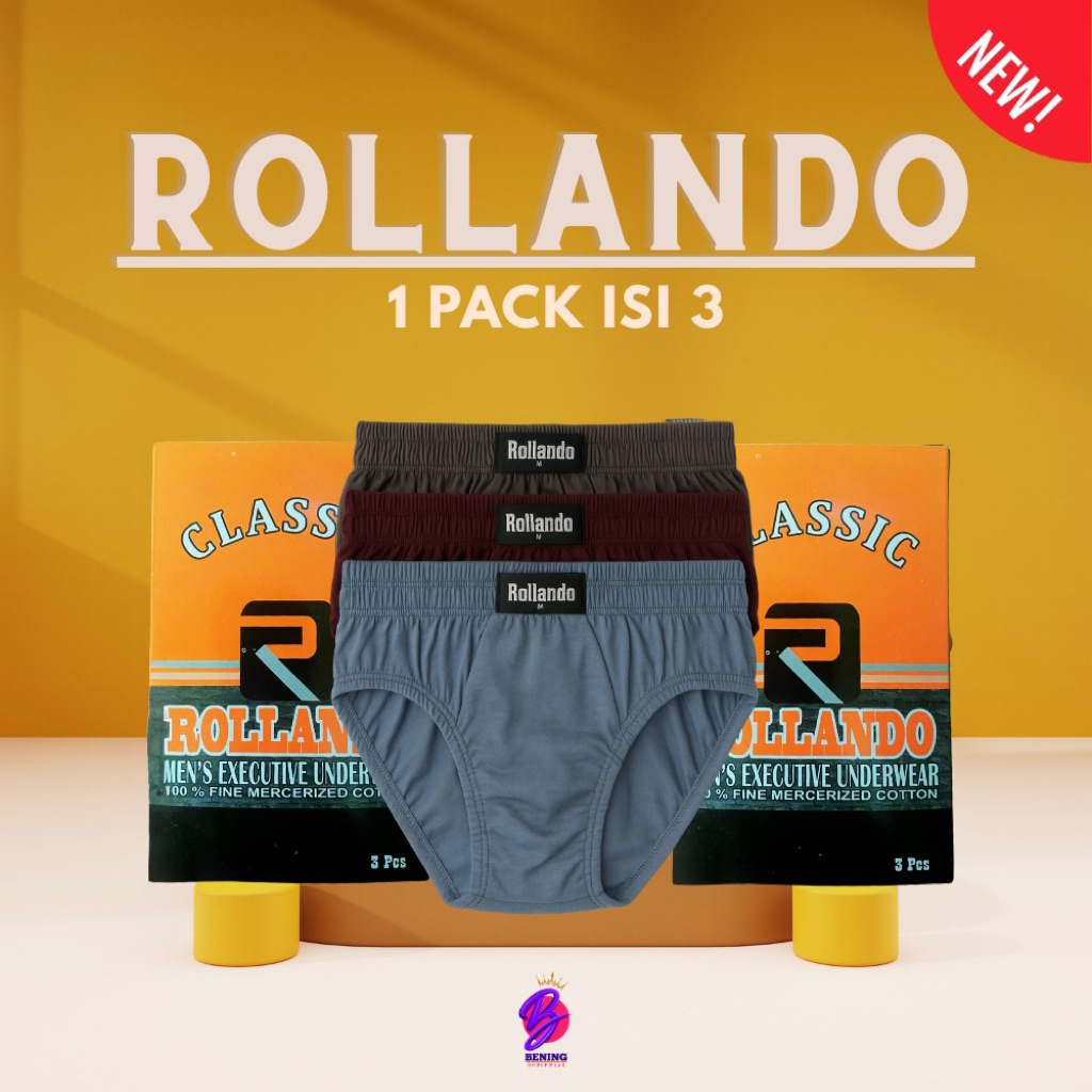 (ISI 3 PCS) CELANA DALAM ROLLANDO || CELANA DALAM PRIA MURAH 100% KATUN || MEN'S EXECUTIVE UNDERWEAR