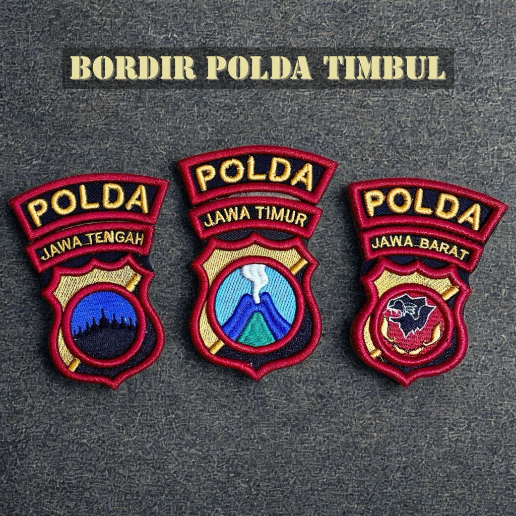 Logo Polda Jabar Jatim Patch Bordir Timbul 3mm Premium Kualitas - Bordiran Polda Jateng
