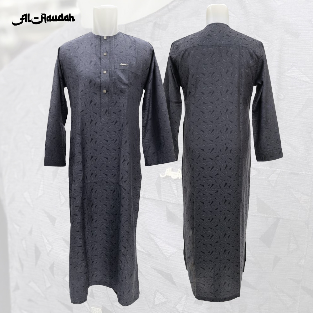Al Raudah - Baju Gamis Pria Oblong Lengan Panjang - Gamis Oblong Pria Katun Jaguar Tebal Adem