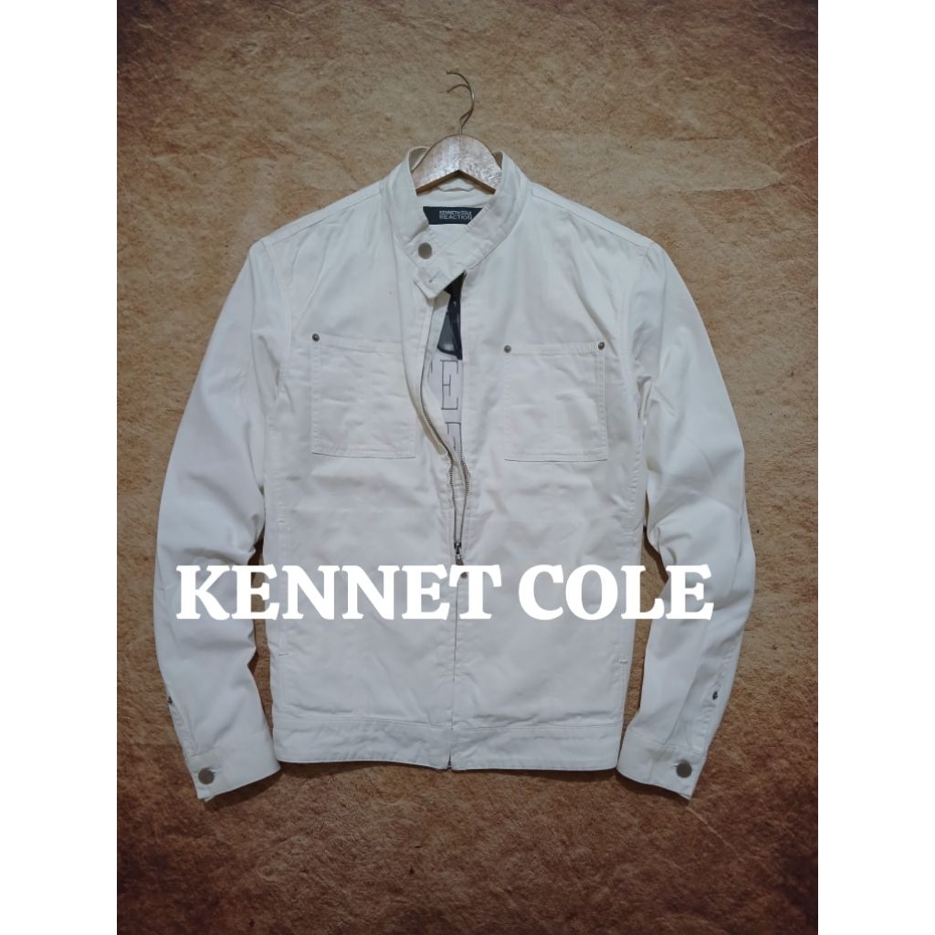 Jaket casual biker/rider KENNET COLE putih bersih preloved