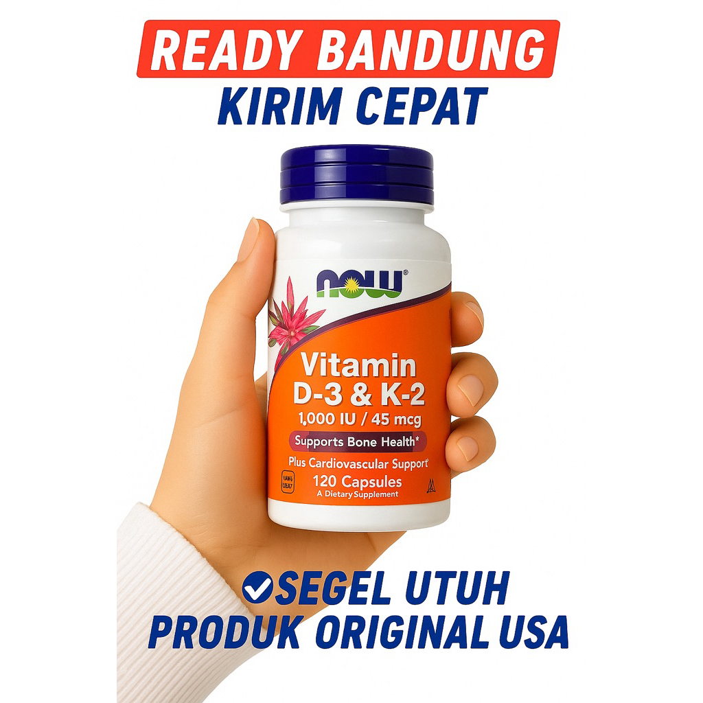 now Vitamin D3 & K2 1000iu 1000 IU / 45 mcg 45mcg – Original USA – Suplemen Kesehatan Tulang dan Day
