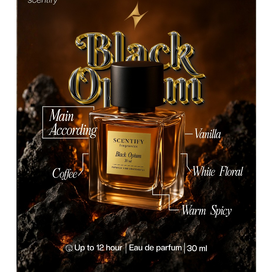 Parfum Pria Black Opium Original  30ml harum wangi tahan lama Scentity Fragances EDP for Man