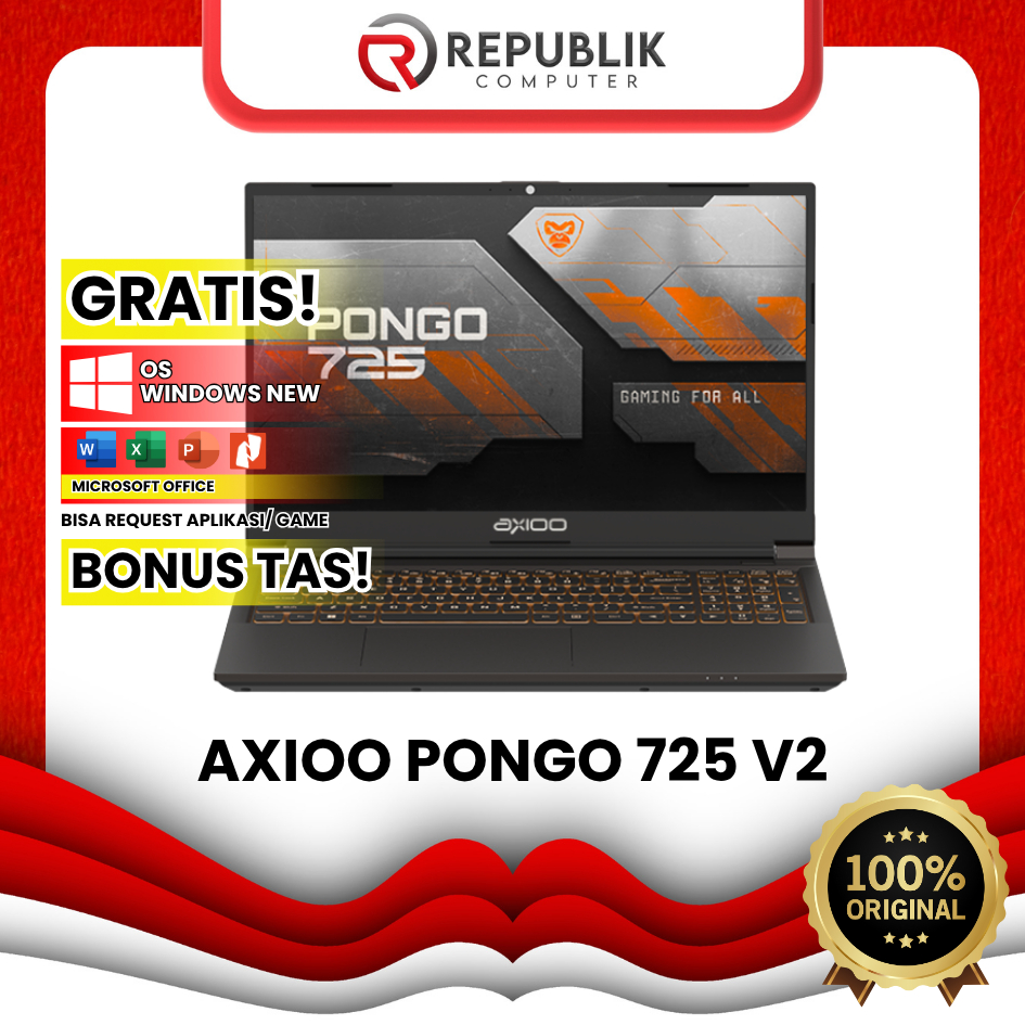 Axioo Pongo 725 V2 i7 16GB 512GB RTX 2050 GARANSI RESMI