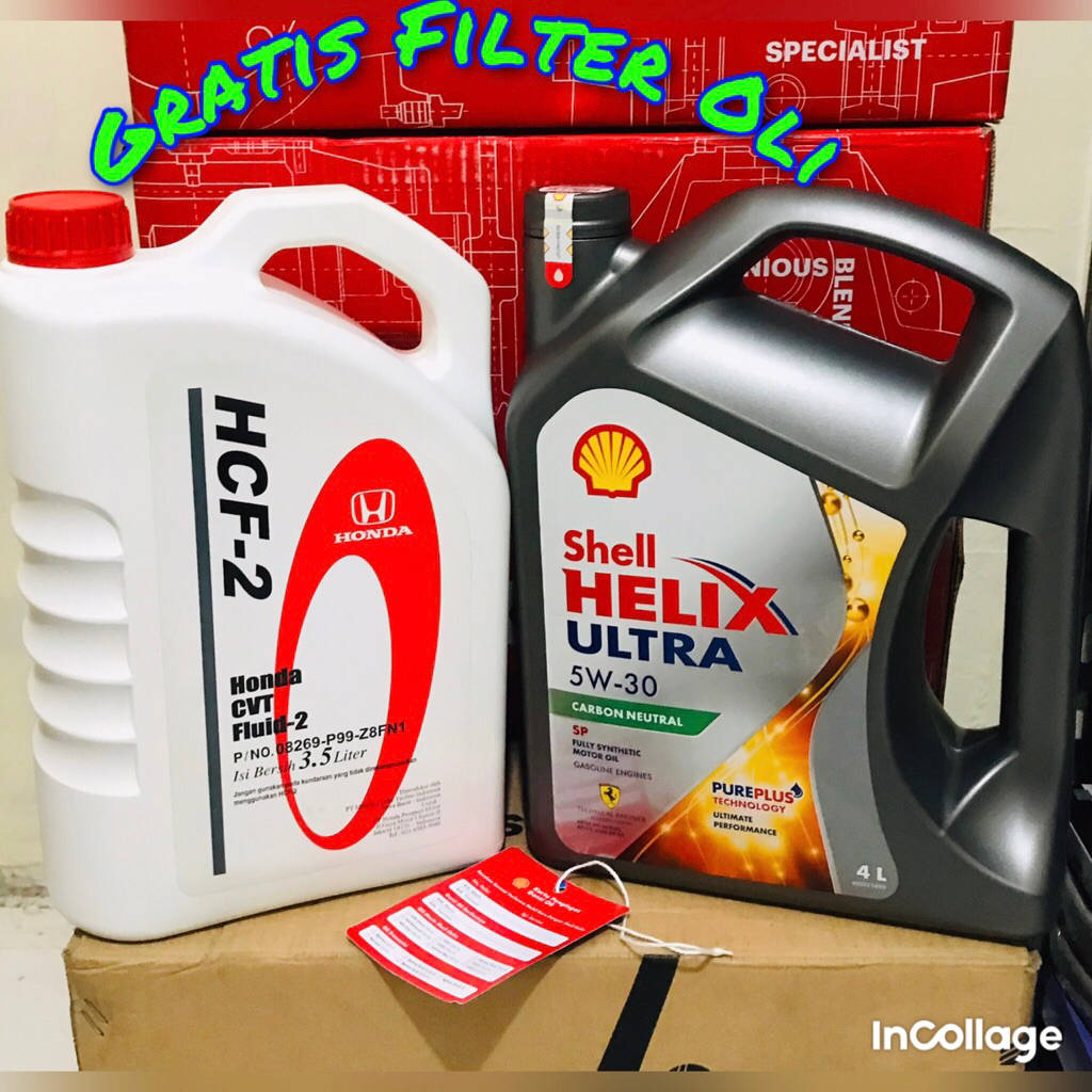 Oli Shell Helix ULTRA 5W-30 Paket Oli Transmisi Matic Honda HCF-2 CVT Fluid