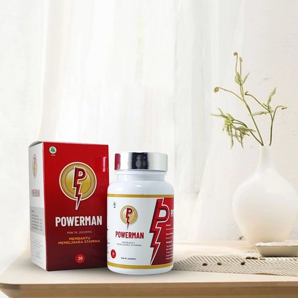 POWERMAN 0bat kuat Herbal Kuwat Pria Tahan Lama Original 100% dengan Obat Kuat Stamina Terbaik BPOM 