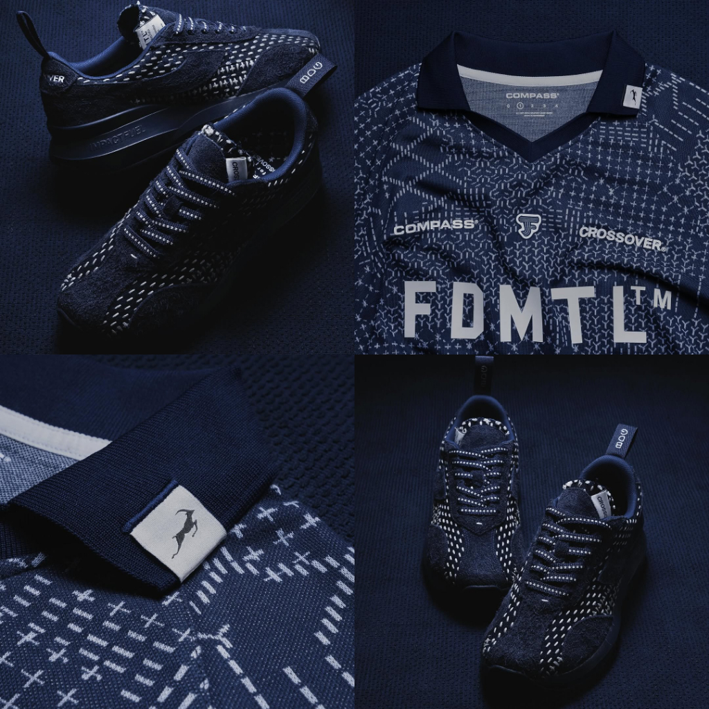[ORIGINAL] Sepatu Compass x FDMTL x Crossover -  Sneakers Velocity Sashiko & Jersey - Indigo Navy, B