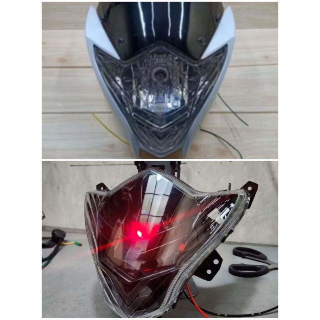 Headlamp Reflektor Lampu Depan Satria Fu Facelift Plus Lampu LED H4 Sudah Terpasang