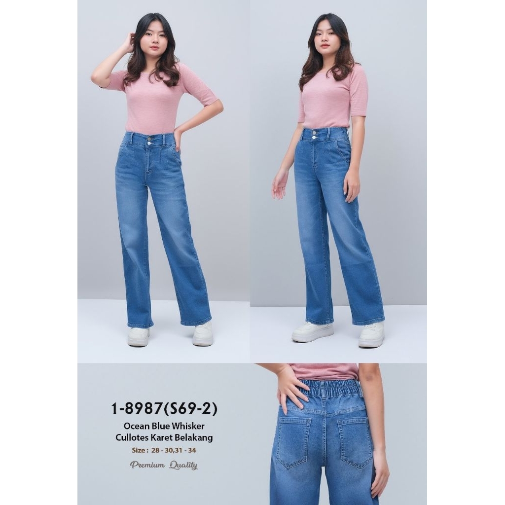 NEW CELANA JEANS KULOT HW WANITA TALI BELAKANG /CELANA JEANS M2000 KULOT HW SZ 28-34