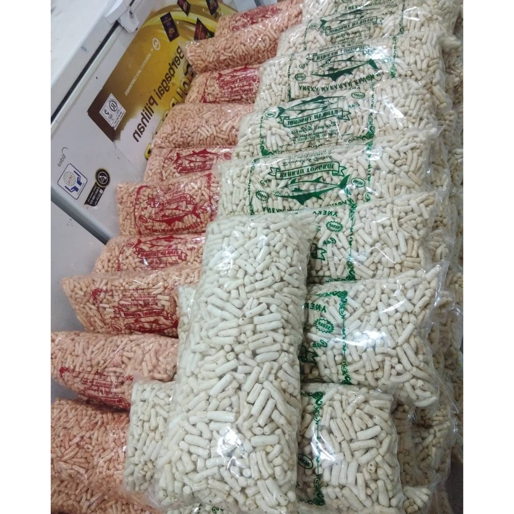 Kerupuk ikan Tongkol Original Balado Cabe Ijo Asli 100g-1kg krupuk tongkol Murah Kemasan Plastik Teb