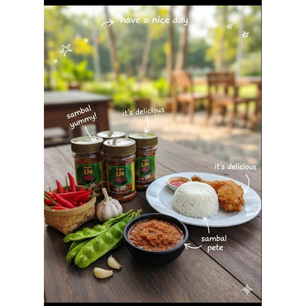SAMBAL PETE 150 GRAM 3 BOTOL 100% CABAI ASLI (ISIAN PETE UTUH)