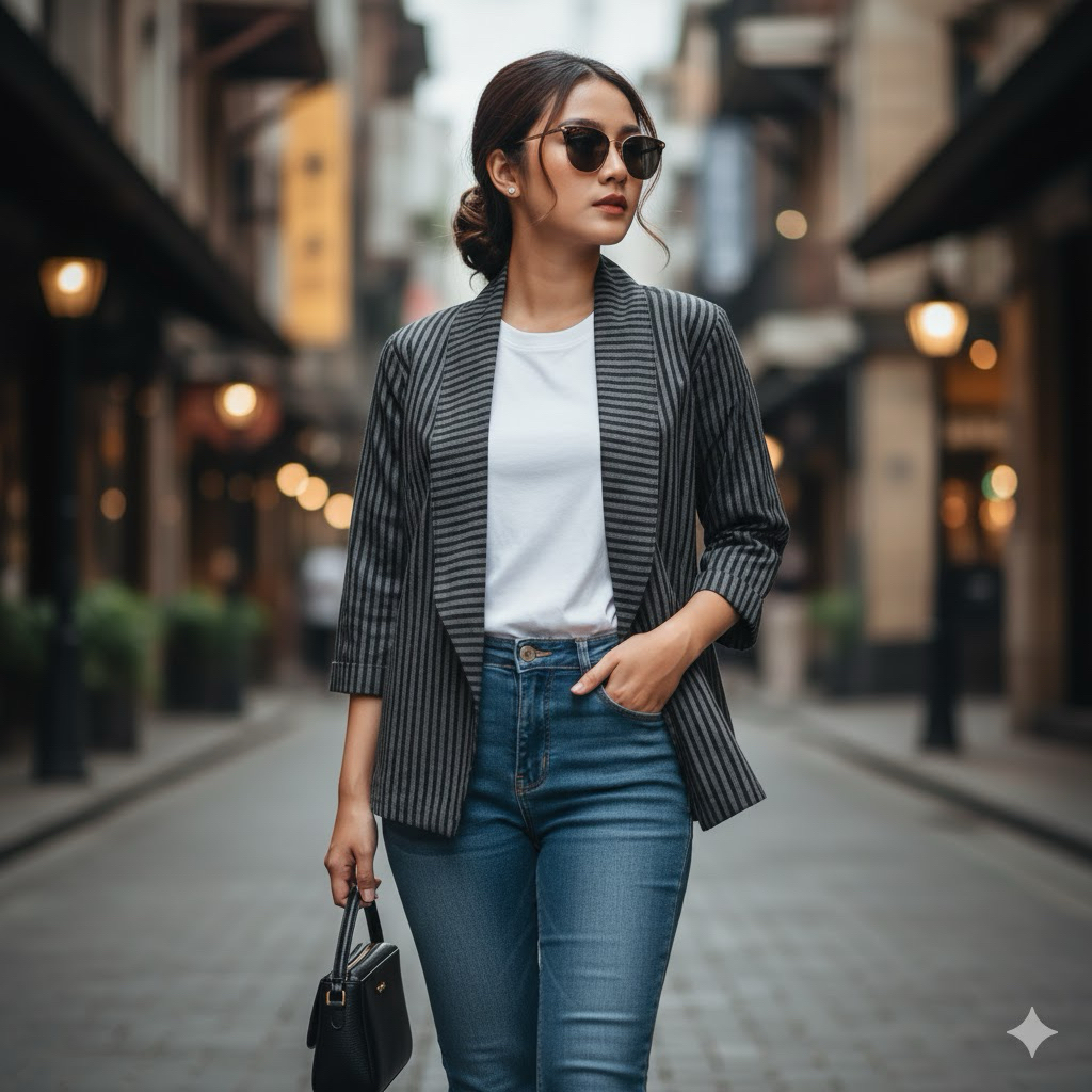 Shanaya Baju Batik Wanita Blazer Lurik Asli ATBM blazer etnic elegan cantik untuk kerja dan kuliah