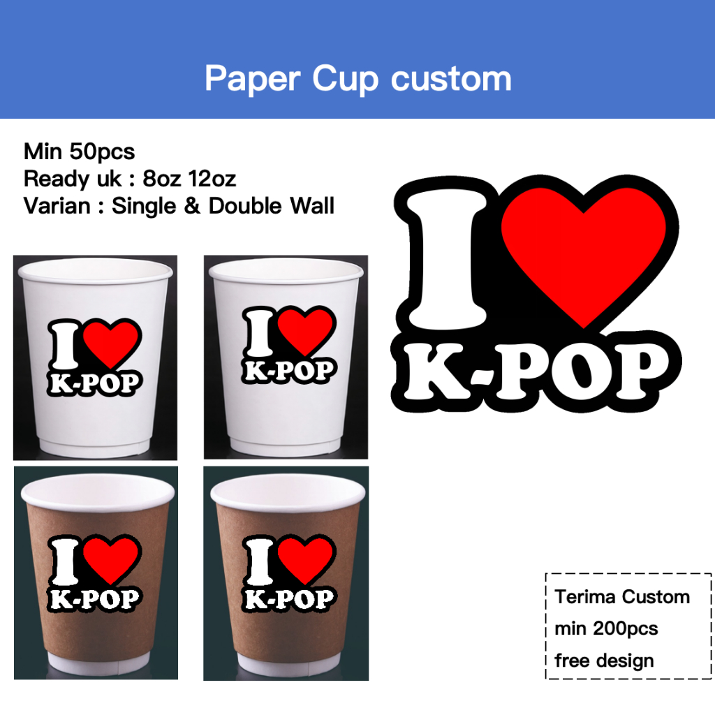 Gelas Cup 8oz,12oz Papercup Full Printing