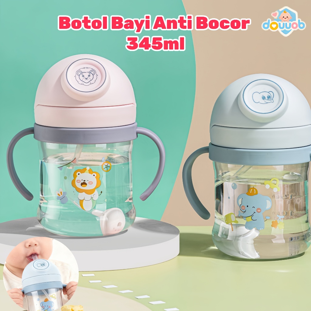 Douuob 345ml Botol Minum Bayi Bpa Free/Botol Susu Bayi/Gelas Susu Anak Anti Tumpah/Botol Susu Yang L