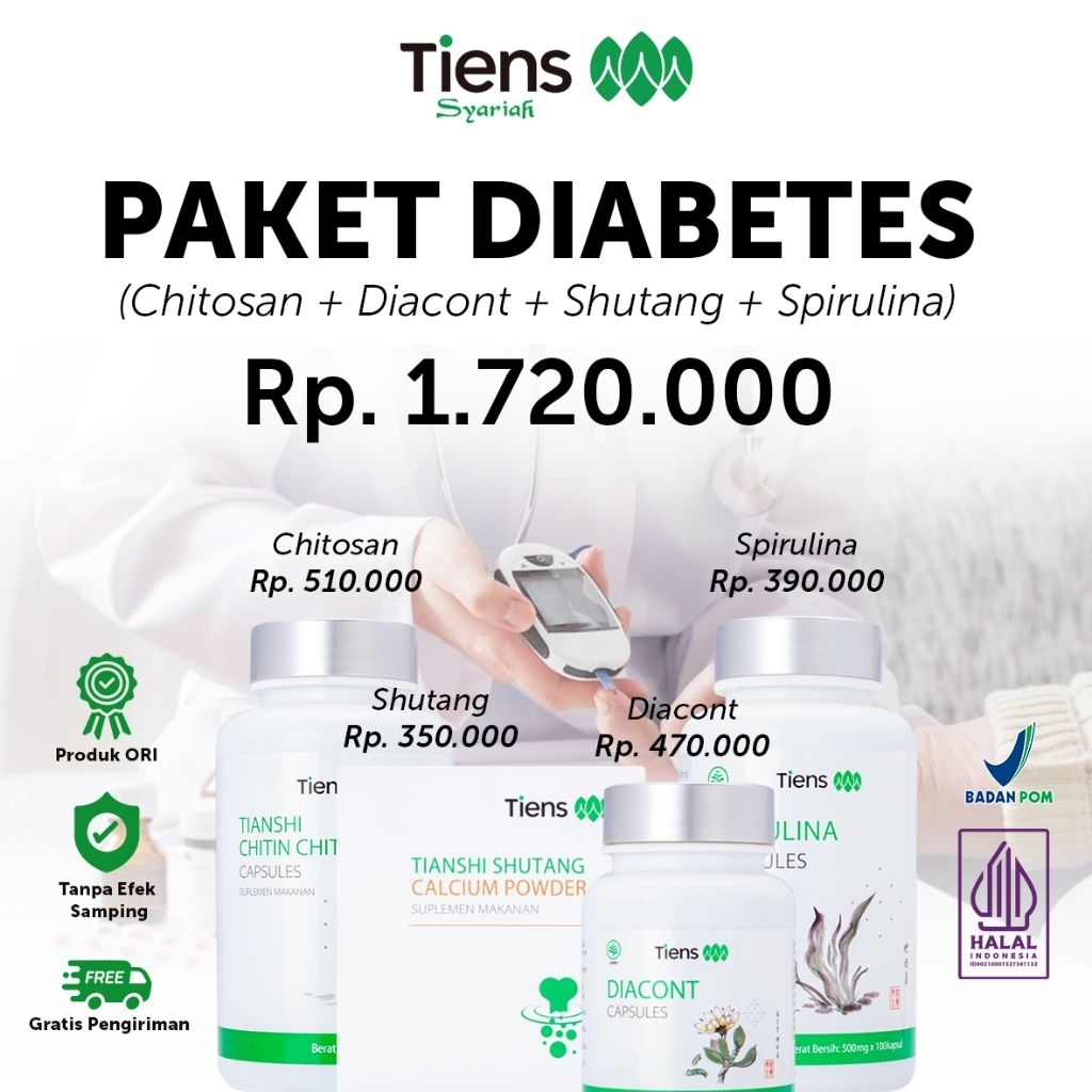 Paket Diabetes Tiens (Diabetes Tipe 2, Luka Basah Gangrene, Neuropati, Retinopati, Difungsi Ereksi) 