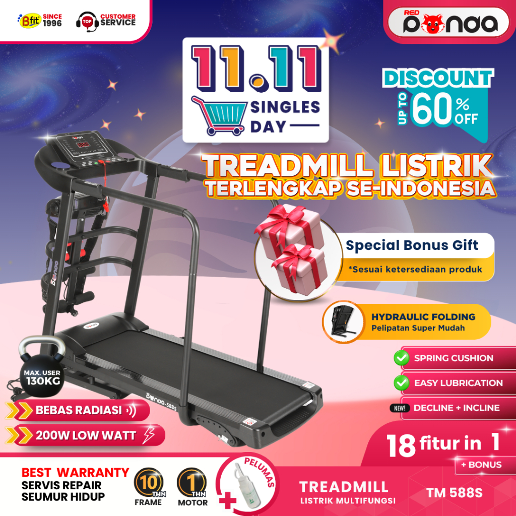 Motorized Treadmill Listrik Redpanda 588S Multifunction Treadmill - Treadmill Lansia - Treadmill Reh