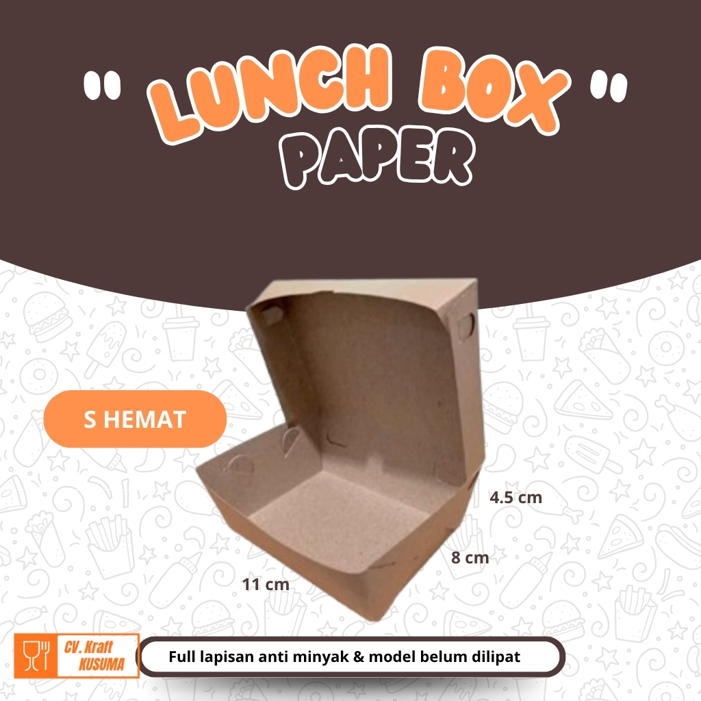 Lunch Paper Box Kotak Bungkus / Kotak Nasi Kertas