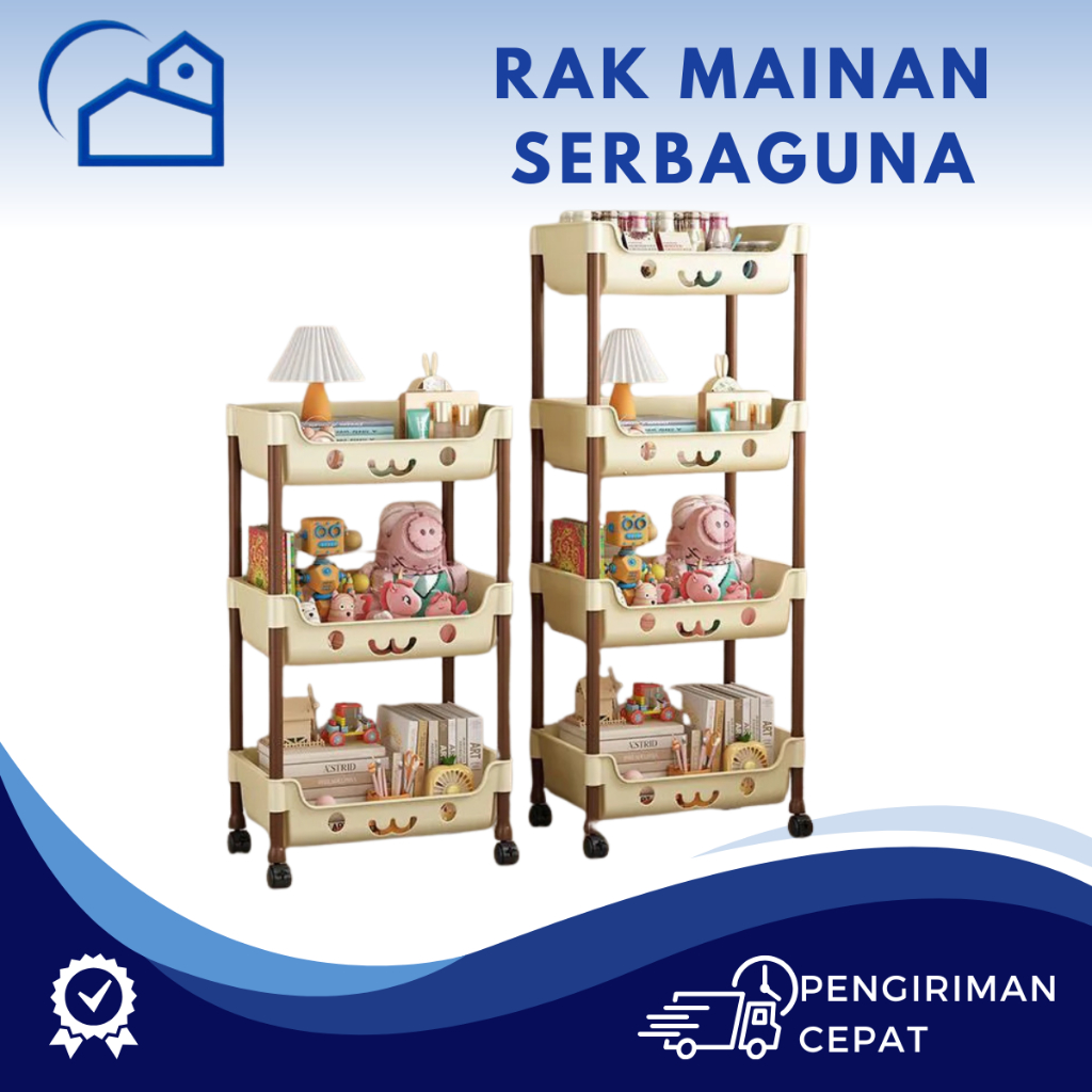 HOMESTATION - Rak Serbaguna Rak Mainan Anak 3 Susun dan 4 Susun Roda – Rak Serbaguna Plastik