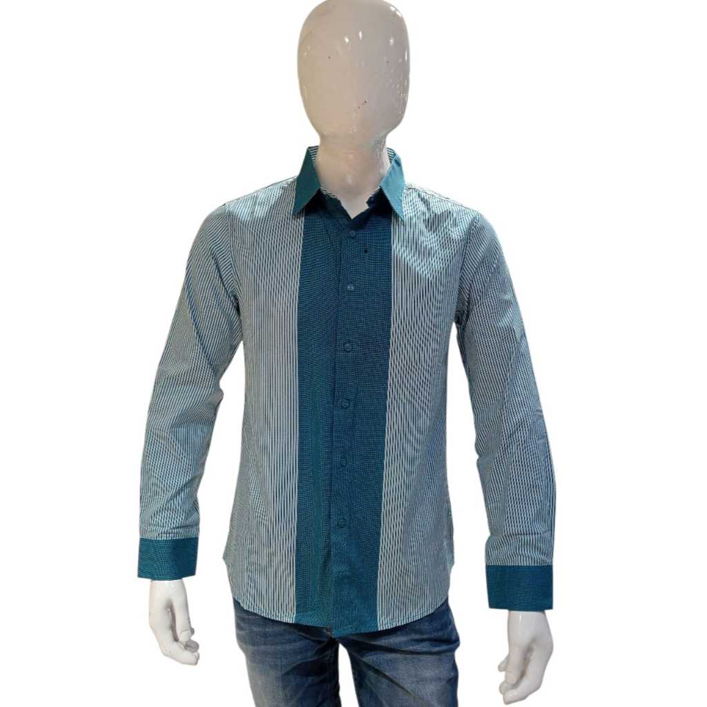 Kemeja Biru Salur Buzz Pria Dewasa - RITA