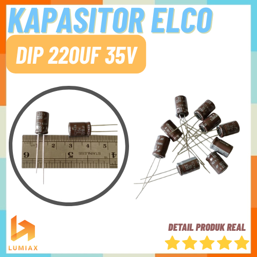 Elco Capacitor 220uF 35V oroginal Kapasitor DIP Elco 220uF 35V