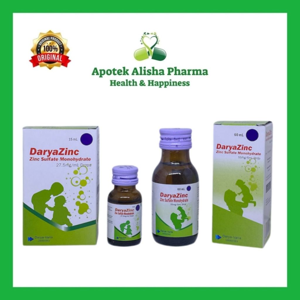 DaryaZinc Drops 15ml dan Darya Zinc Sirup 60ml Terapi Tambahan Diare Anak Bayi