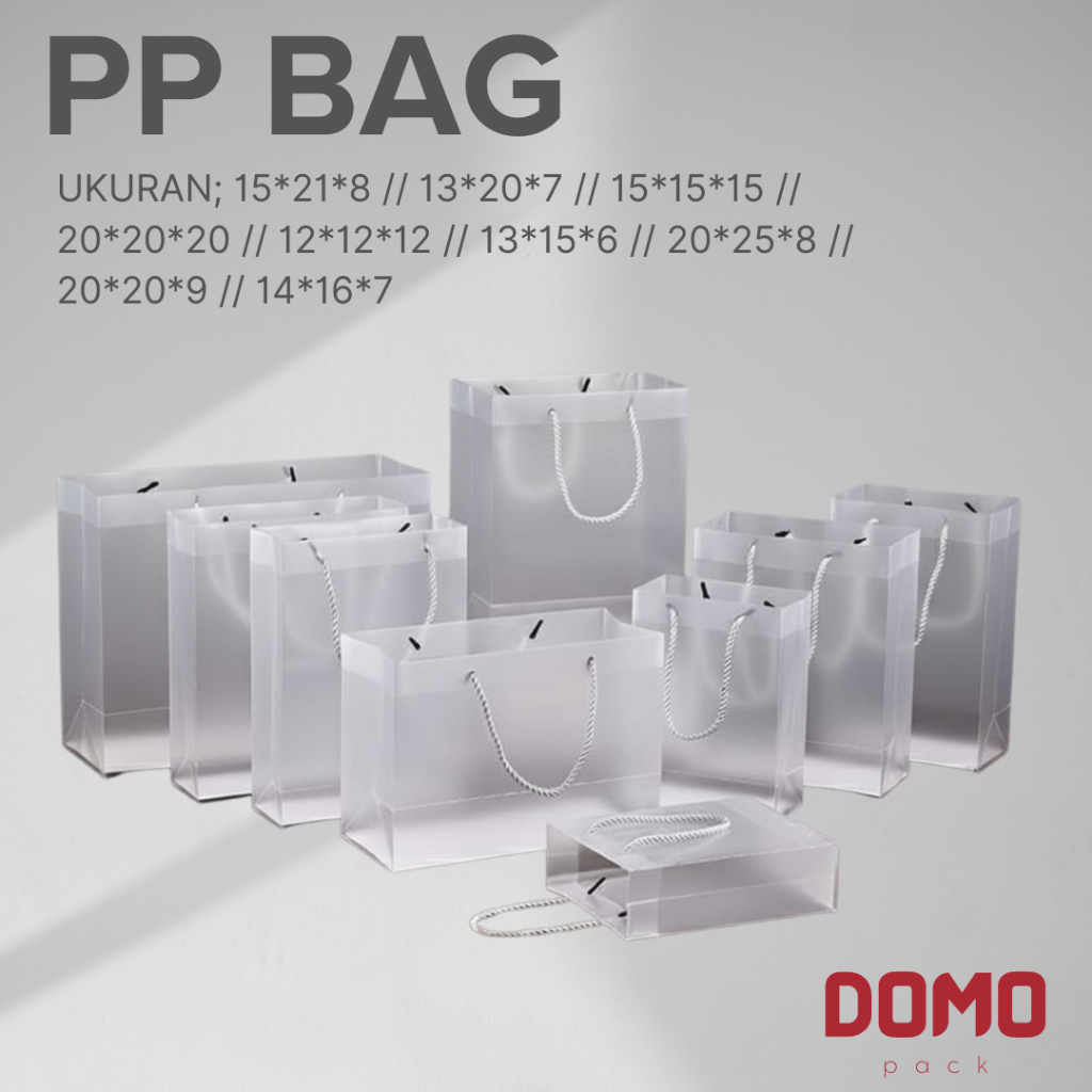 Tas Hampers Mika Doff Transparan PP Goodie Bag Tenteng Polos Doff