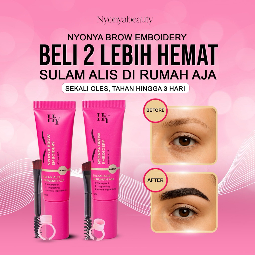 [ ISI 2 ] SULAM ALIS DIRUMAH AJA - ALIS WATERPOOF - SULAM ALIS NYONYABEAUTY - Henna brow -Henna tint