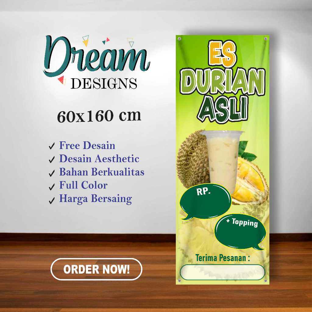 Jual Cetak Spanduk Banner 60x160 cm es durian asli